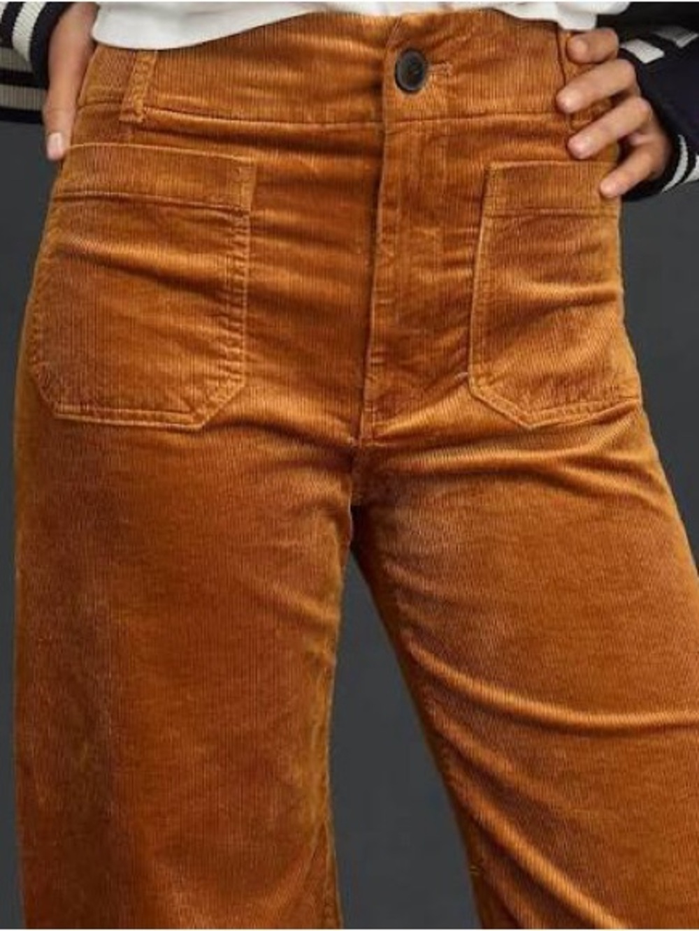 NWT Maeve by Anthropologie The Colette Corduroy Cropped Wide Leg Pants in Bronze - Picture 2 of 10